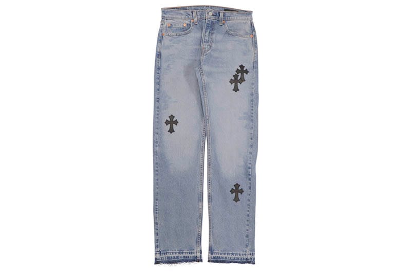 ADVANCE CROSS PATCH CUSTOM LEVI'S 505 REGULAR FIT JEANS (LT. BLUE