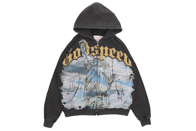 GODSPEED CHROME LIBERTY ZIP HOODIE (BLACK WASH)