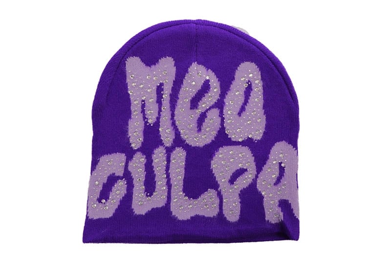 MEA CULPA Y2K RHINESTONE BEANIE (PURPLE)