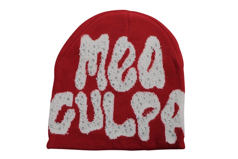 MEA CULPA Y2K RHINESTONE BEANIE (RED)