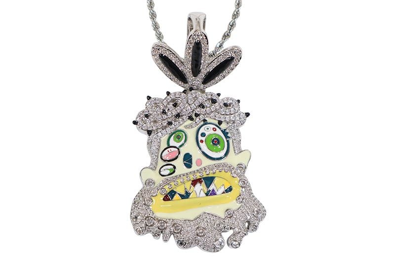 KAMI JESUS HEAD PIECE PENDANT (MICRO PAVE CZ GOLD PLATED:WHITE)