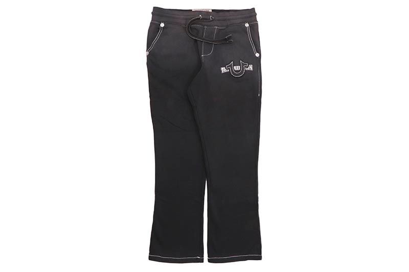 TRUE RELIGION BIG T CRYSTAL HORSESHOE STRAIGHT SWEAT PANT (109376C:BLACK)