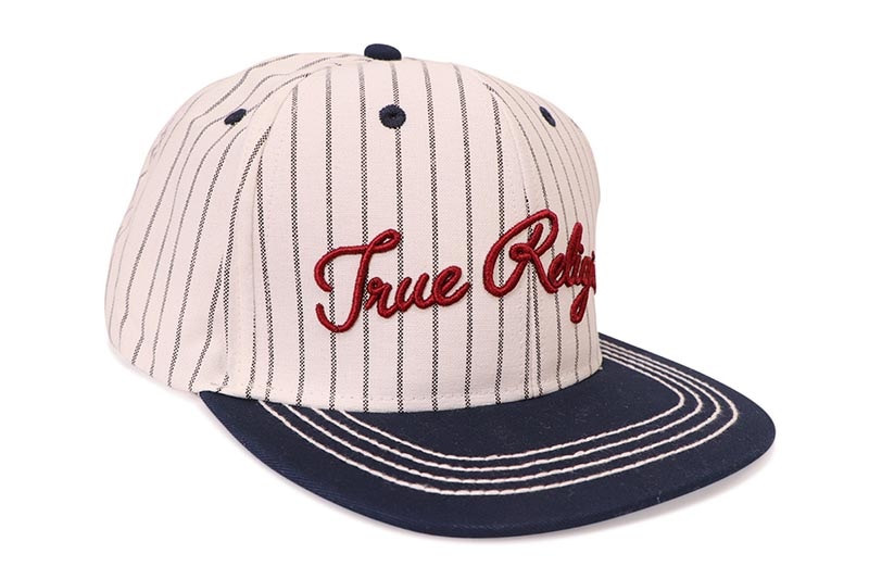 トゥルーレリジョンのハンティング、キャップです。超レア物、本物です。 TRUE RELIGION TRUE RELIGION STRIPED BASEBALL CAP (TR2915:WHITE