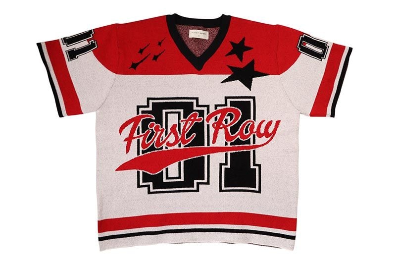 FIRST ROW STAR VARSITY JACQUARD KNIT TEE (FRW1003:RED)