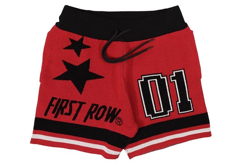 FIRST ROW STAR VARSITY JACQUARD KNIT SHORTS (FRWS1003:RED)