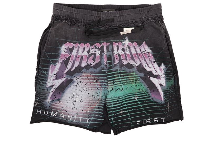 FIRST ROW WASHED HUMANITY FIRST SHORTS (FRB2572:BLACK)