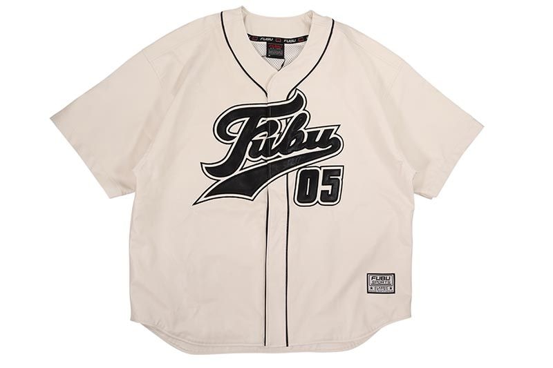 FUBU FAUX LEATHER BASEBALL SHIRTS (FAM-51100:WHITE)