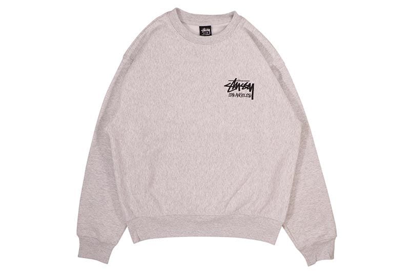 STUSSY STOCK LOS ANGELES CREW SWEAT (ASH HEATHER)