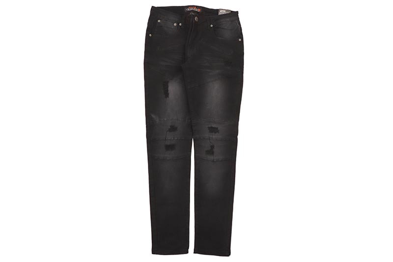 COPPER RIVET RIPPED SLIM FIT JEANS (333042-BKS:BLACK) | Brand,A-F