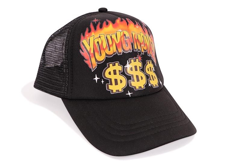 REASON CLOTHING LIL WAYNE YOUNG MONEY GRAFFITI TRUCKER HAT (RLW-05:BLACK)