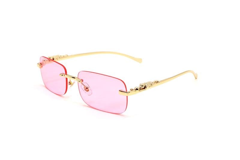 KD EYEWEAR PANTHER LEOPARD RIMLESS SUNGLASSES (PINK)