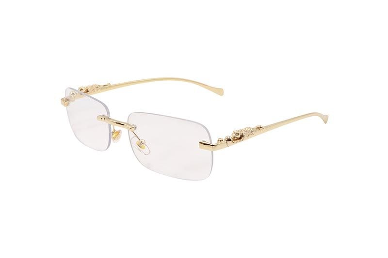 KD EYEWEAR PANTHER LEOPARD RIMLESS SUNGLASSES (CLEAR)