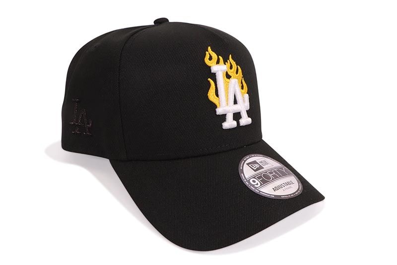 NEW ERA LOS ANGELES DODGERS FLAME LOGO 9FORTY AF ADJUSTABLE CAP (GREY UNDER VISOR/BLACK)
