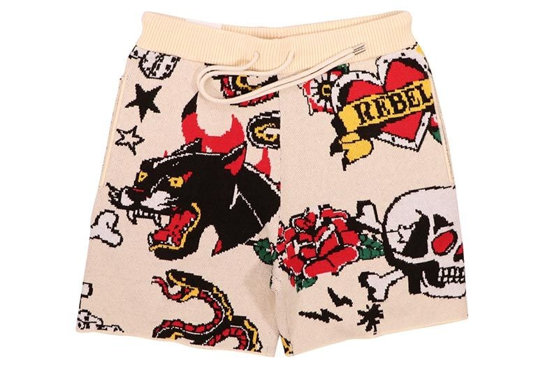 REBEL MINDS SERPENT SKULL SWEATER SHORTS (151-945:CREAM)
