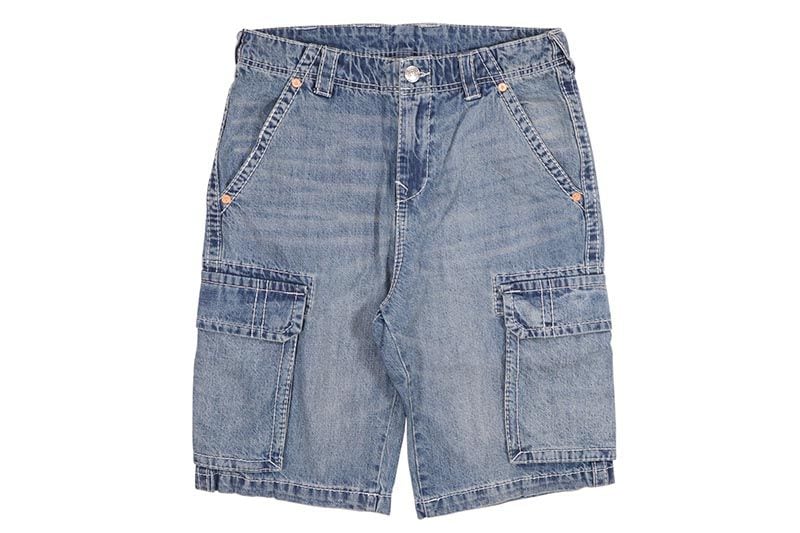 TRUE RELIGION VINNY BIG T ULTRA BAGGY CARGO SHORT (109007:BLUE LEGEND MEDIUM WASH)