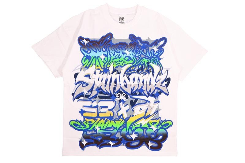 SB STUDIOS STAINBANDZ LOGO SHIRT (WHITE/BLUE)