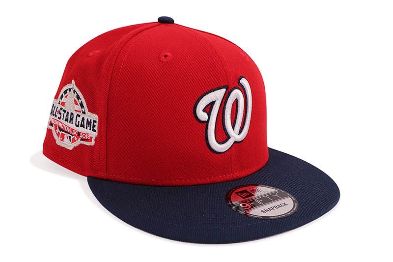 NEW ERA WASHINGTON NATIONALS 9FIFTY SNAPBACK CAP (2018 ALL-STAR GAME CUSTOM SIDE PATCH/GREY UNDER VISOR/RED NAVY)
