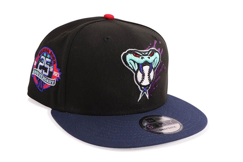 NEW ERA ARIZONA DIAMONDBACKS 9FIFTY SNAPBACK CAP (25TH ANNIVERSARY SIDE PATCH/GREY UNDER VISOR/BLACK NAVY)