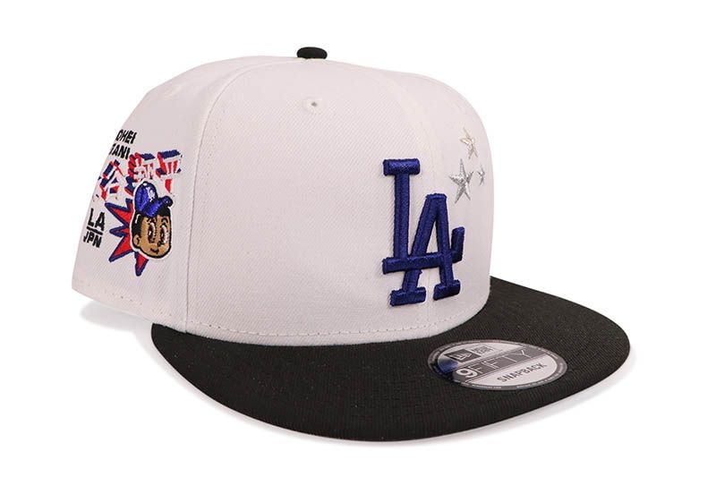 NEW ERA LOS ANGELES DODGERS 9FIFTY SNAPBACK CAP (SHOHEI OHTANI SIDE PATCH/GREY UNDER VISOR/WHITE BLACK)