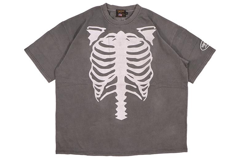 VANSON SKELTON BONES PIGMENT DYED TEE (RZV-2501:BLACK)