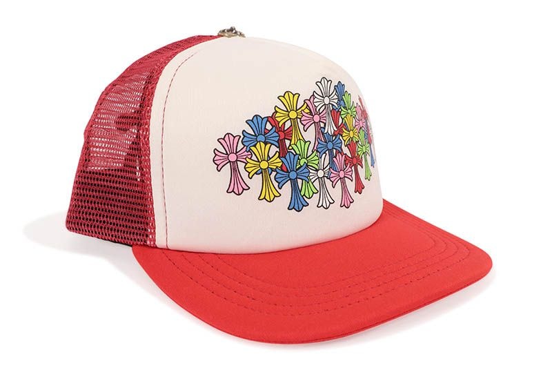 CHROME HEARTS CEMETERY CROSS TRUCKER HAT (RED)