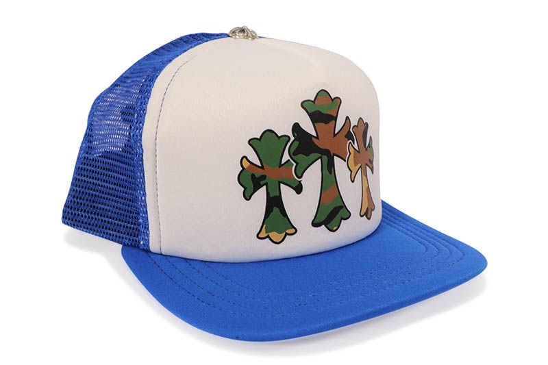 CHROME HEARTS TRIPLE CROSS TRUCKER HAT (BLUE)