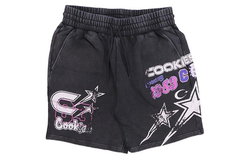 COOKIES STAR POWER FLEECE SHORT WITH VINTAGE GARMENT WASH (BLACK) CM252BKS10