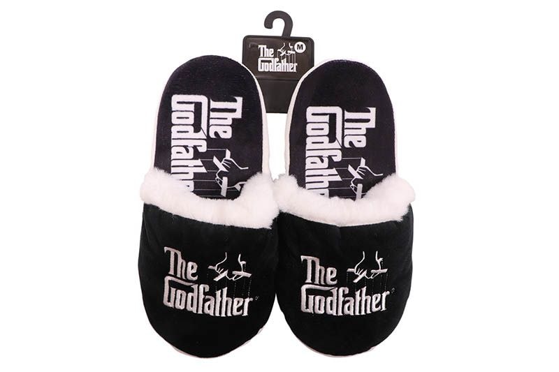 ODD SOX THE GODFATHER FUZZY SLIP-ON SLIPPERS (34447FSL:BLACK)