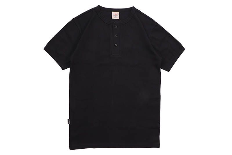 AVIREX DAILY HENLEY NECK TEE (783-5934007-010:BLACK) 6143504-009