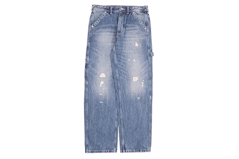 EVISU WASHED AND DISTRESSED DAICOCK PRINT RELAX FIT JEANS