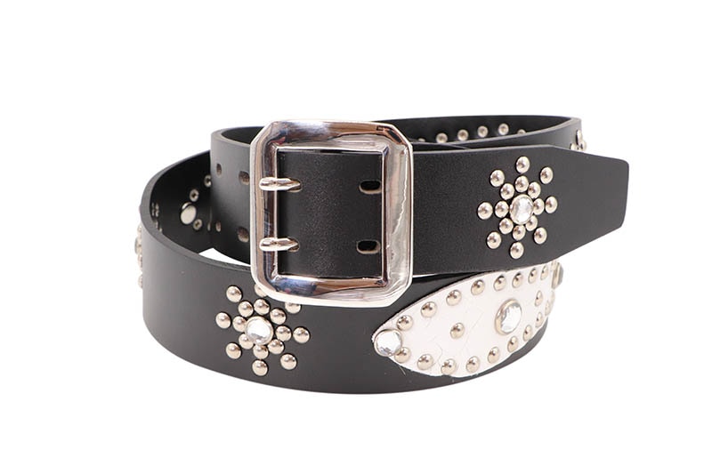 RAISE8 APPAREL STUDS LEATHER BELT (170B-2512:BLACK/WHITE) | Brand RAISE8 APPAREL STUDS LEATHER BELT (170B-2512:BLACK/WHITE) | Brand