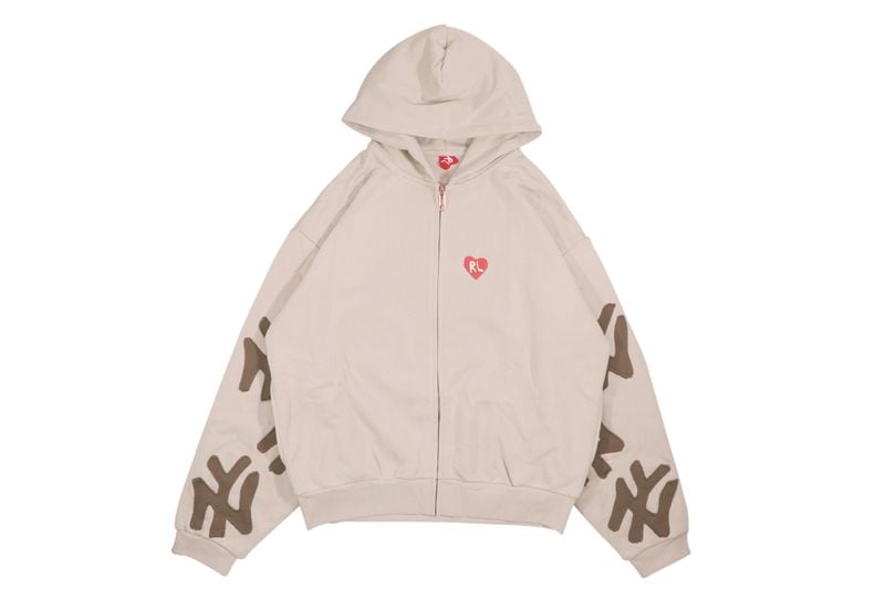 RED LETTERS NOT NY APPLIQU SCATTERED ZIP UP HOODIE (OAT)