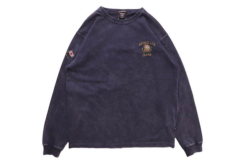 AVIREX WASHED FAR EAST TOUR L/S TEE (783-5230032-120:NAVY)