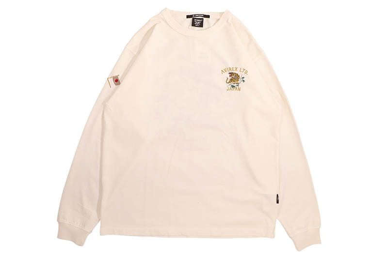 AVIREX WASHED FAR EAST TOUR L/S TEE (783-5230032-033:OFF WHITE)