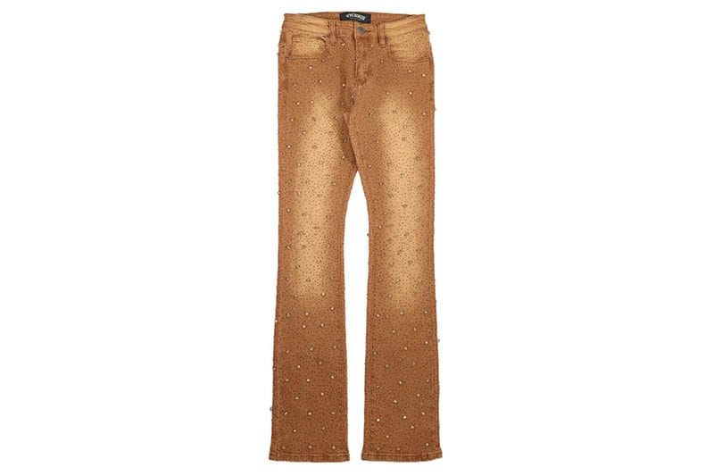 VICIOUS EMBELLISHED FLARE DENIM (VC510:BROWN)