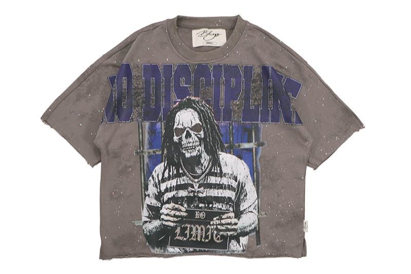 BKYS NO DISCIPLINE FRENCH TERRY CROPPED T-SHIRT (T1326:WASHED GREY)