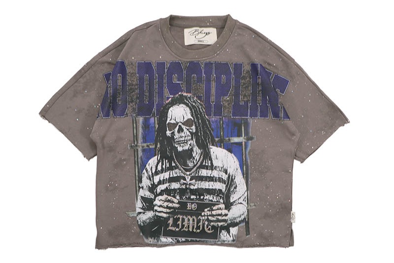 BKYS NO DISCIPLINE FRENCH TERRY CROPPED T-SHIRT (T1326:WASHED GREY