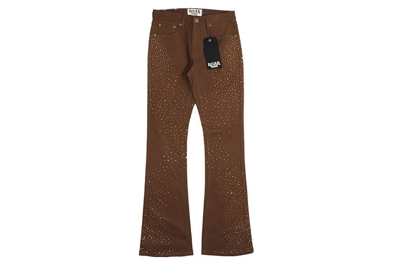 ROAR DENIM BRONZE RHINESTONE STACKED FIT JEAN (G52-679:BROWN)
