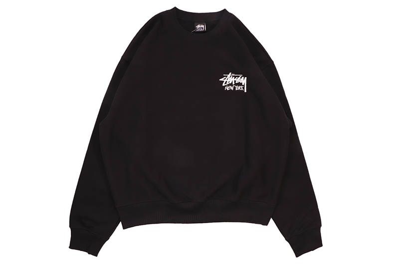 STUSSY STOCK NEW YORK CREW SWEAT (BLACK)