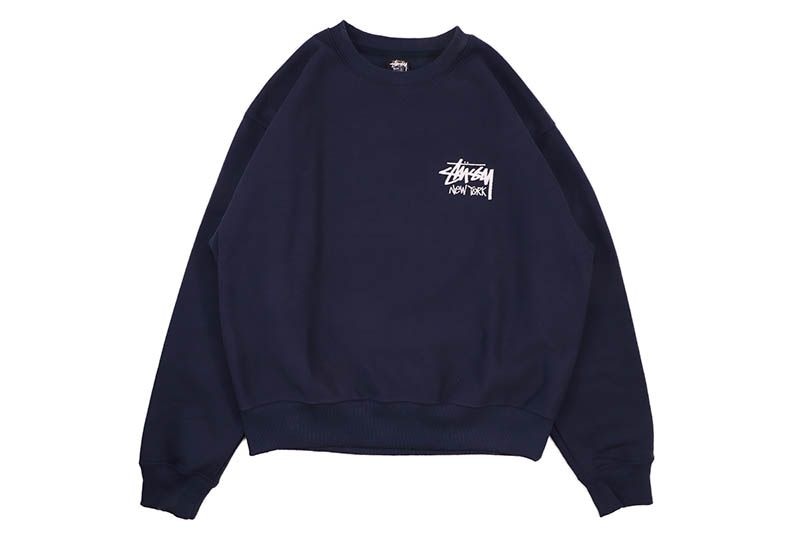 STUSSY STOCK NEW YORK CREW SWEAT (NAVY)