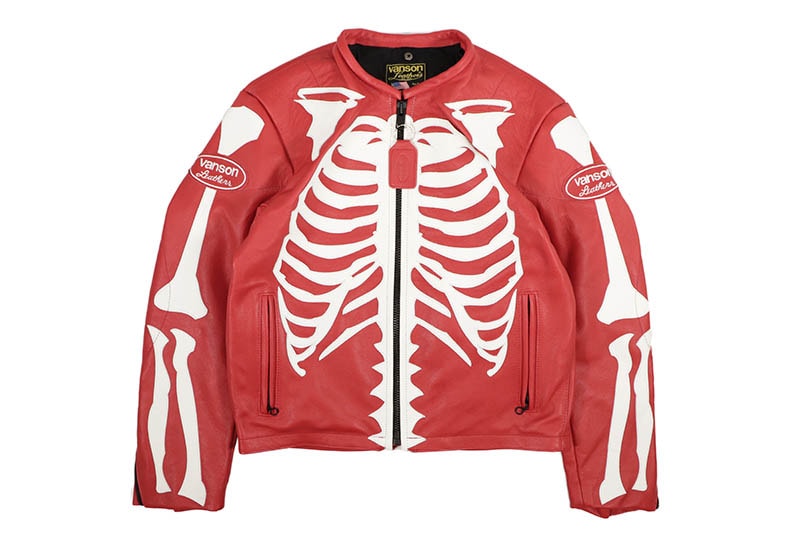 VANSON LEATHERS CUSTOM BONES FLAT-TRACK JACKET (BONE RED) | Brand