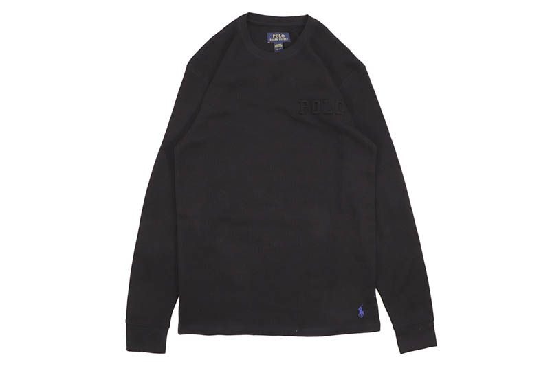 POLO RALPH LAUREN WAFFLE-KNIT THERMAL SHIRT (PWLE2R-AA8V:BLACK)