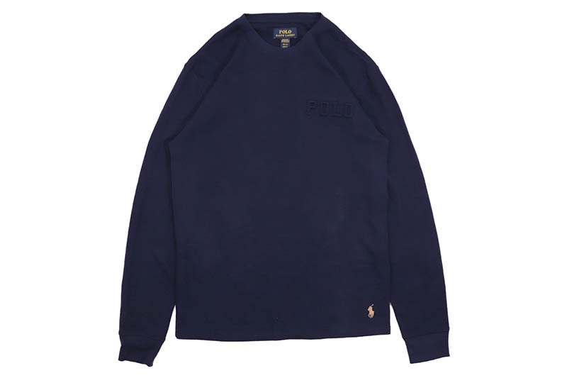 POLO RALPH LAUREN WAFFLE-KNIT THERMAL SHIRT (PWLE2R-AHSR:NAVY 