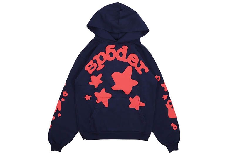 SP5DER BELUGA OUTLINE HOODIE (NAVY RED)