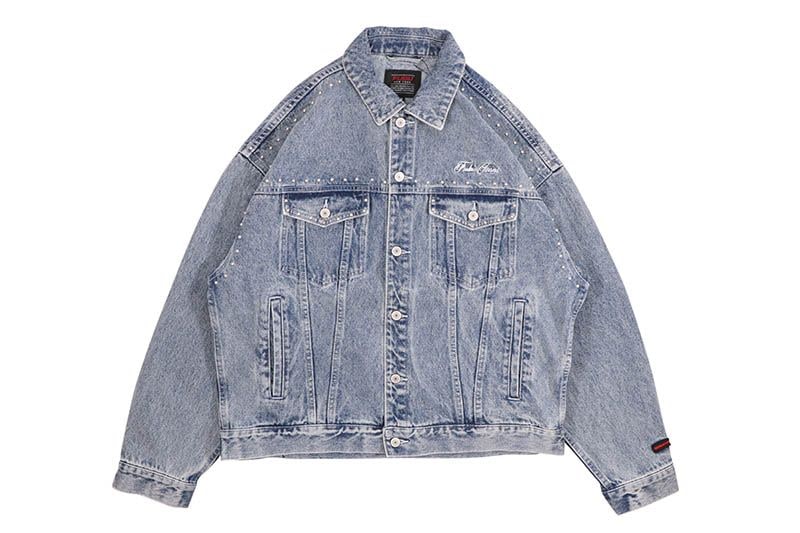 FUBU STUDS DENIM JACKET (FAM-52309:L. BLUE)