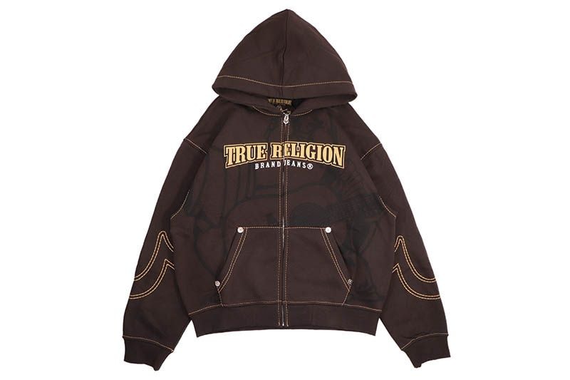 TRUE RELIGION BUDDHA BIG T ZIP HOODIE (109645:GANACHE)