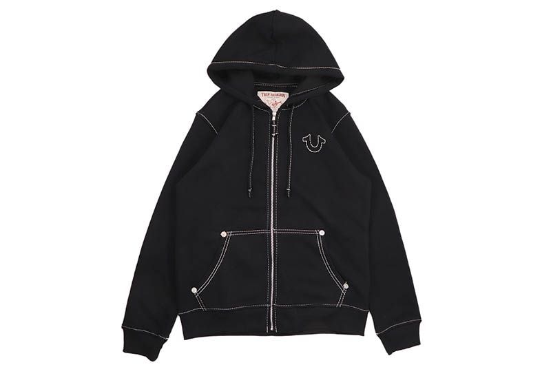 TRUE RELIGION BIG T ZIP HOODIE (105753:JET BLACK/WINTER WHITE)