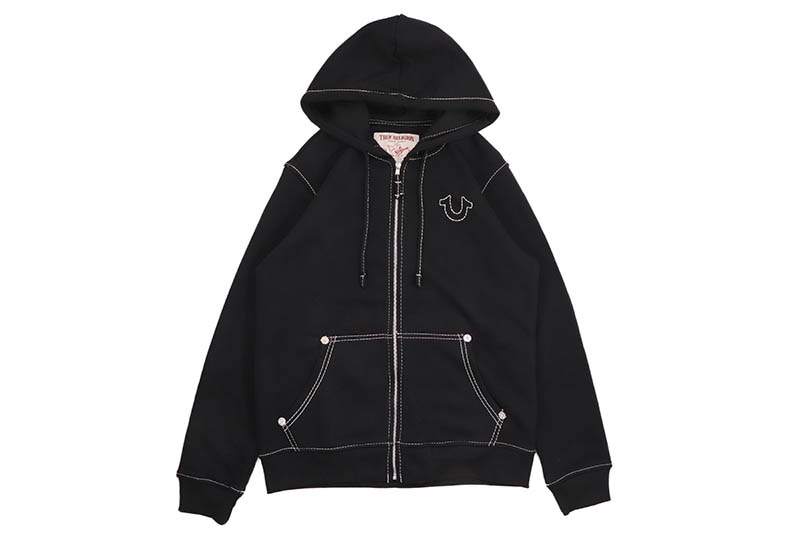 キョー★ TRUE RELIGION BIG T ZIP HOODIE (105753:JET BLACK/WINTER WHITE