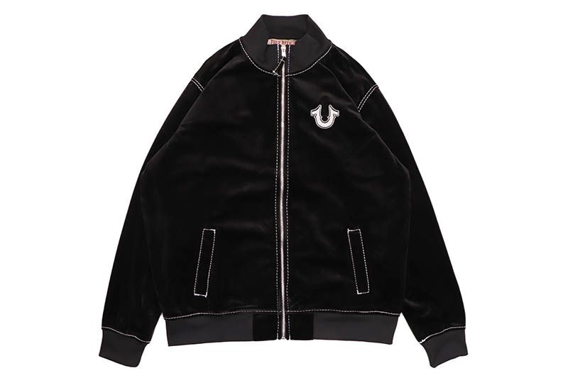 TRUE RELIGION VELOUR BIG T ZIP JACKET (108625:JET BLACK)
