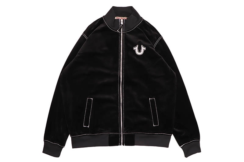 TRUE RELIGION VELOUR BIG T ZIP JACKET (108625:JET BLACK)